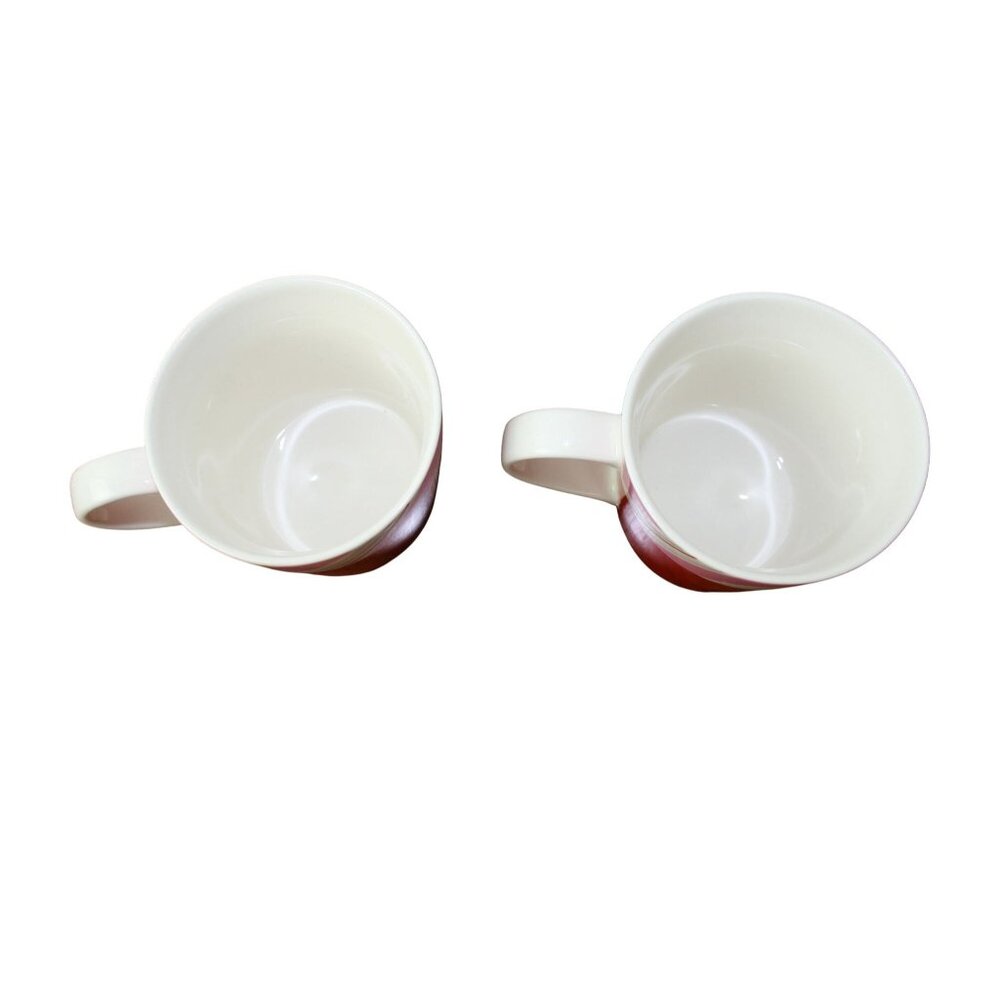 Starbucks Holiday 2007 Ceramic Mugs Red & Pink Candy Cane Stripe Design Set Of 2 - Picture 6 of 6